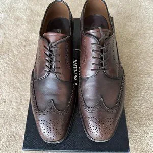 靴 vintage PRADA wing tip leather shoes AUTH PRADA WINGTIP FULL BROGUE OXFORD SHOES 2EB157 BLACK US